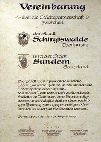Urkunde der Stadtepartnerschaft